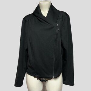 Halston Black Off Centre Zip Up Jacket
